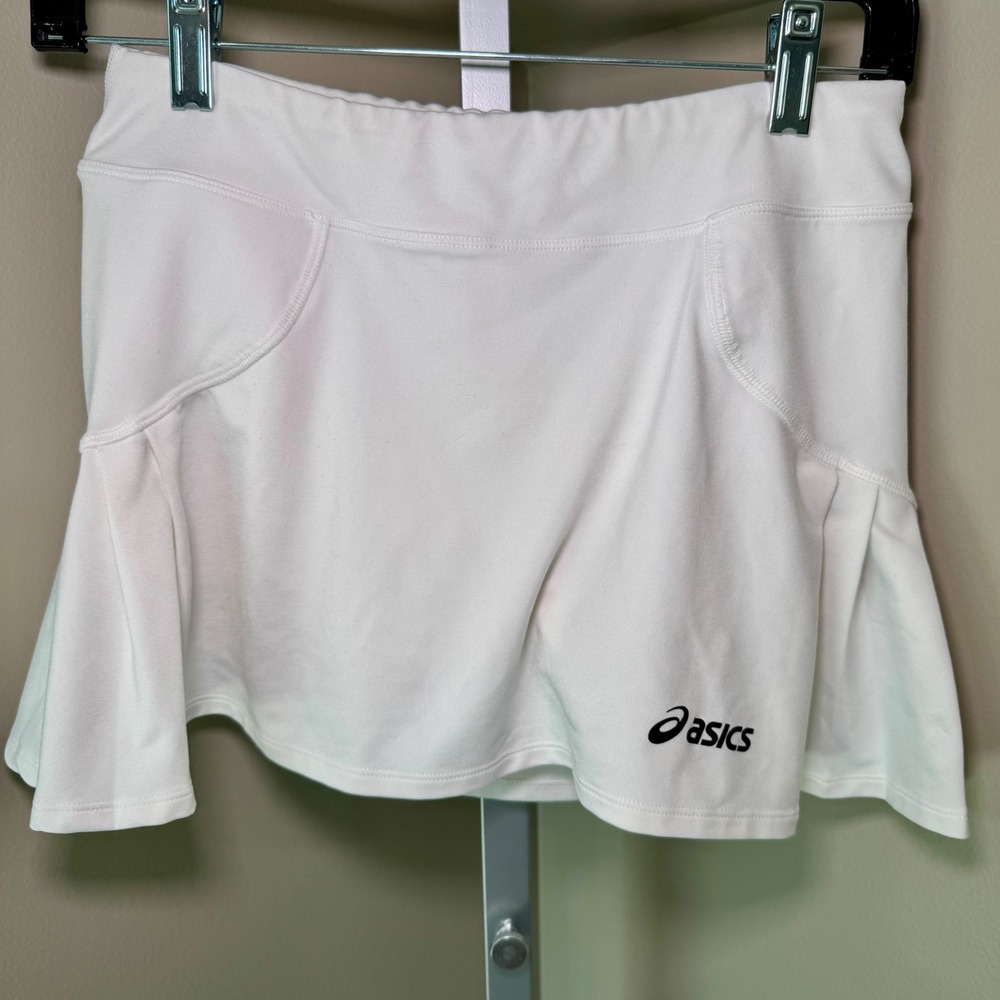 Asics Womens White Athletic Tennis Skort Small Built-in Shorts Made in USA